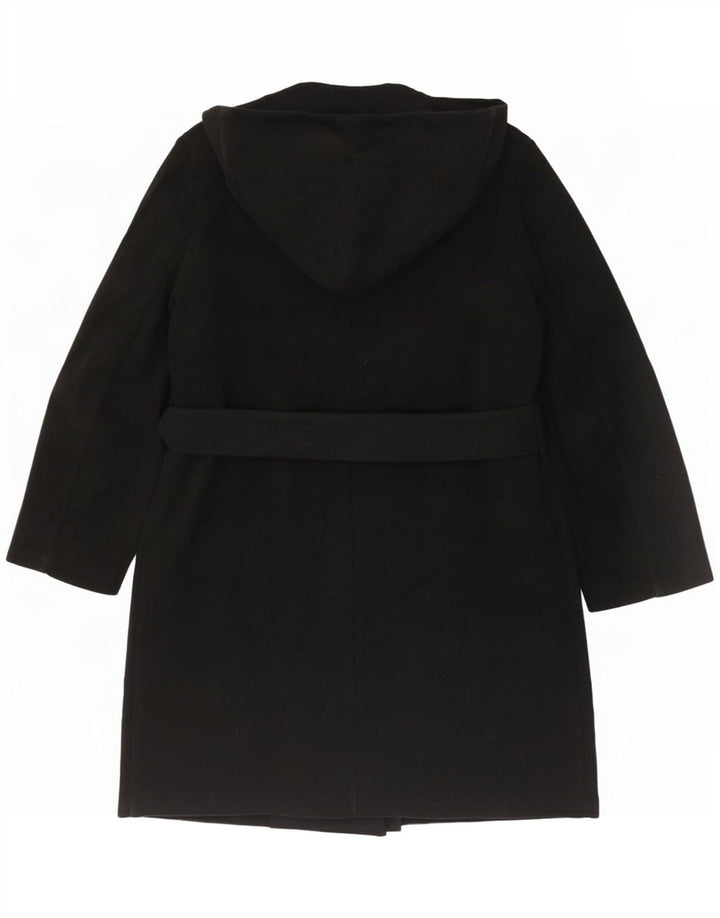 Cappotto doppio petto con cappuccio da donna Zara UK 18 XL poliestere nero