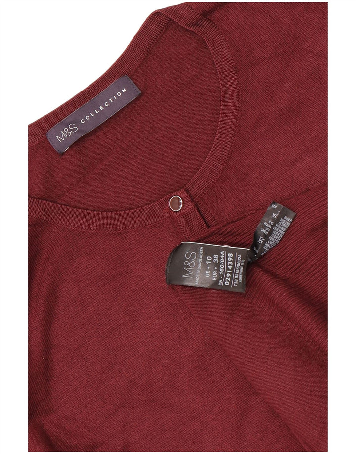Maglione cardigan da donna Marks & Spencer UK 10 piccolo marrone viscosa