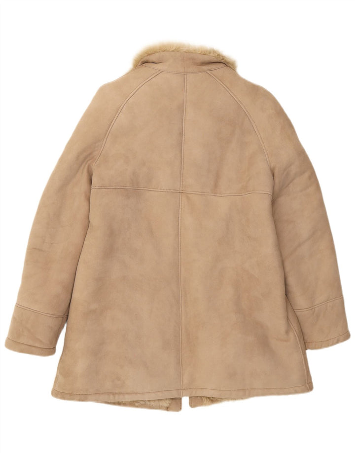 Giacca in shearling vintage da donna UK 8 piccola marrone