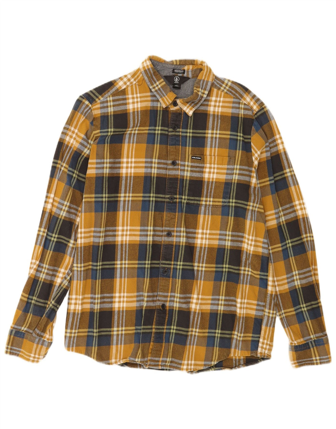 Camicia da uomo in flanella dal taglio moderno Volcom, cotone a quadri multicolore grande
