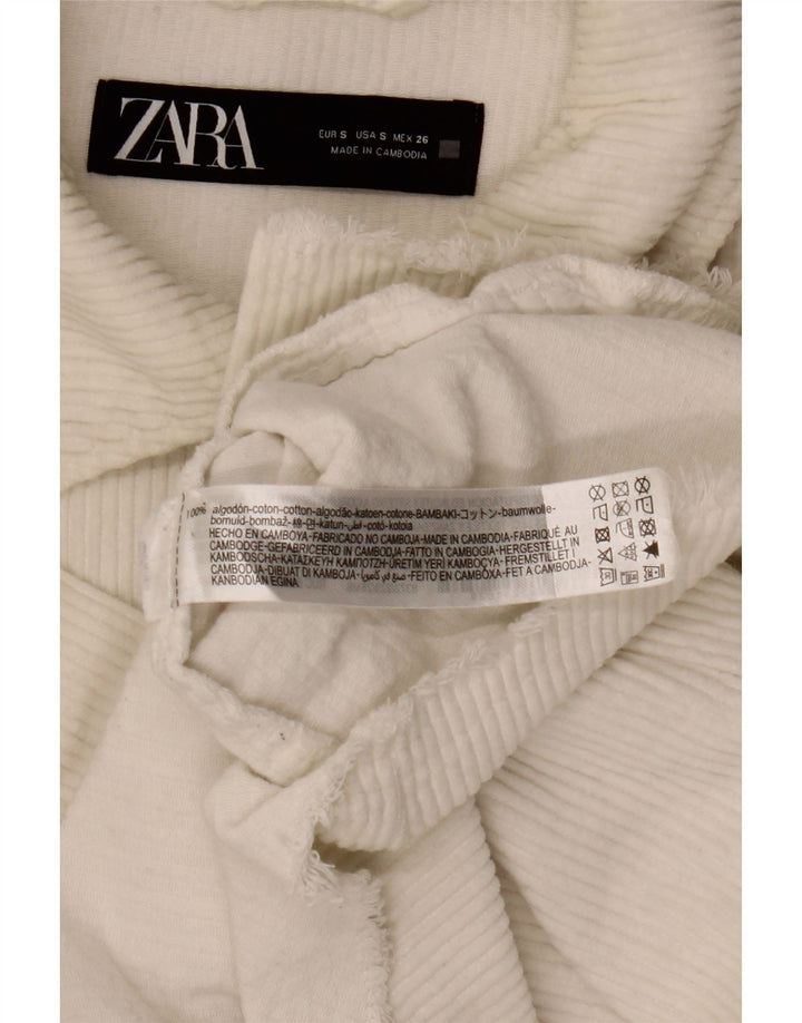 Giacca da donna oversize in velluto a coste Zara UK 10 piccola in cotone bianco