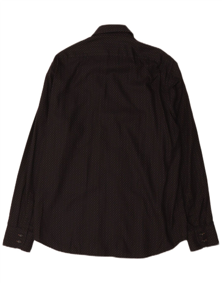 Camicia da uomo Hugo Boss taglia 41 15 cotone maculato nero medio