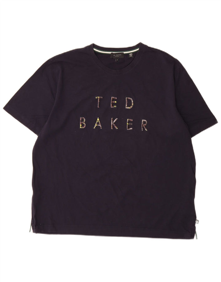 T-shirt grafica da uomo Ted Baker taglia superiore 5 XL cotone blu navy