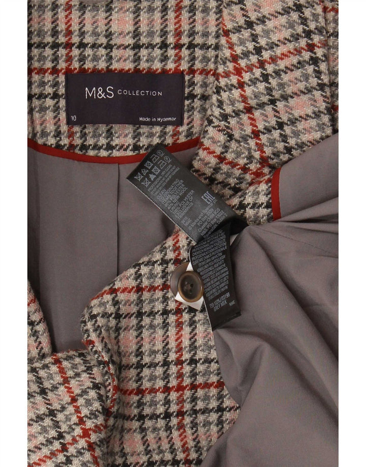 Giacca blazer a 2 bottoni Marks & Spencer da donna UK 10 piccolo pied de poule grigio