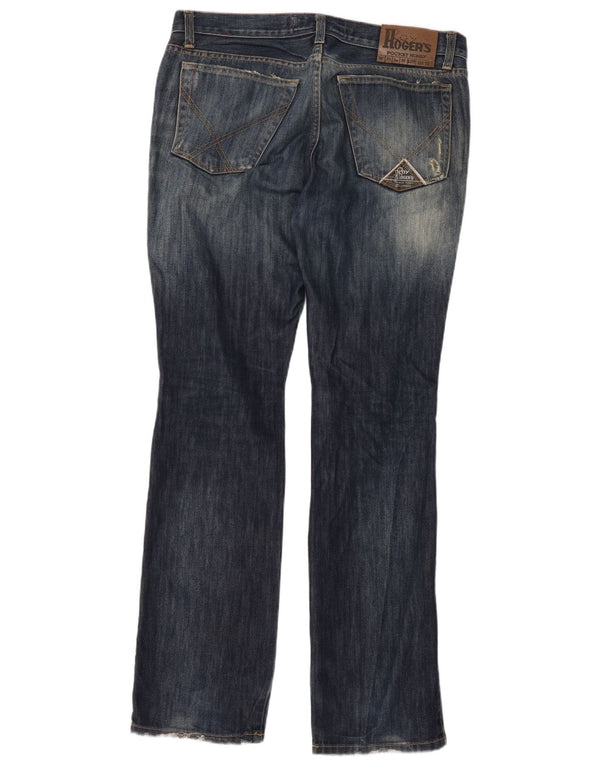 Jeans bootcut a vita alta effetto consumato da donna Roy Rogers IT 48 XL W34 L34 Blu