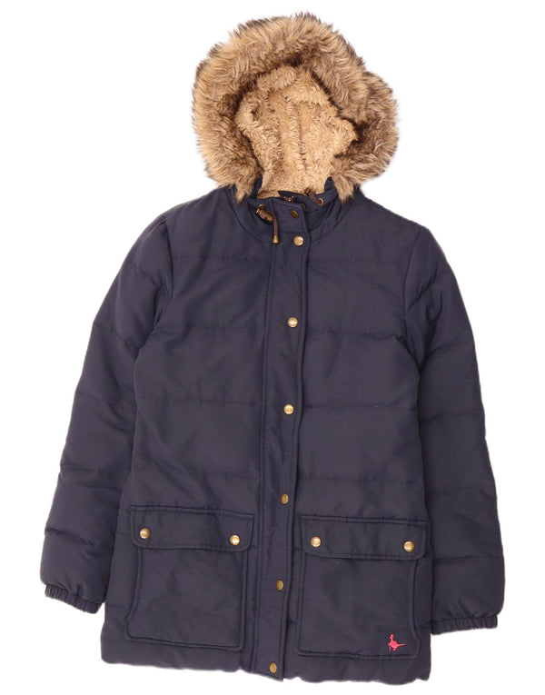Giacca imbottita in sherpa con cappuccio da donna Jack Wills UK 8 piccola in nylon blu navy