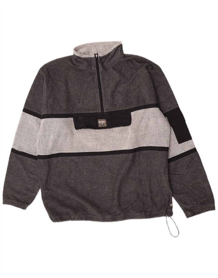 Maglione in pile da uomo con collo con zip MC Kee XL poliestere color block grigio