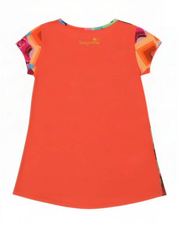 Desigual T-shirt grafica da donna Top UK 14 Medium multicolore geometrica