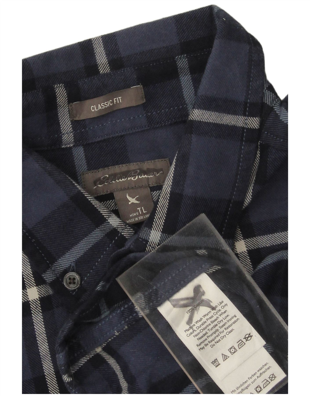 EDDIE BAUER Camicia da uomo in flanella dalla vestibilità classica, grande in cotone a quadri blu navy