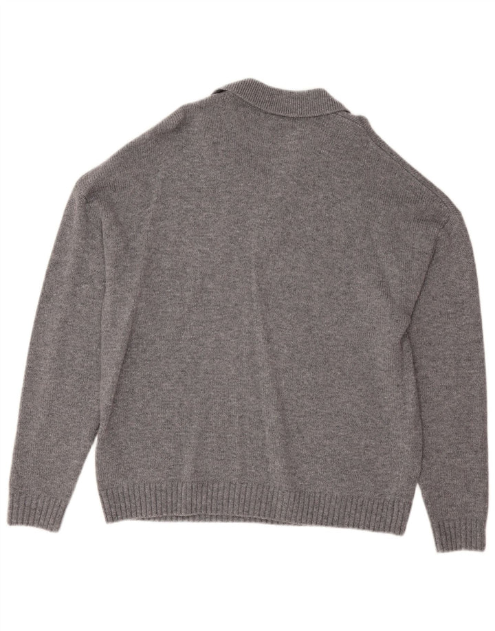 Maglione da uomo Reiss con collo alto, grande lana screziata grigia