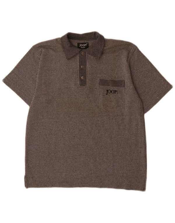 Polo da uomo Joop in cotone gessato grigio medio