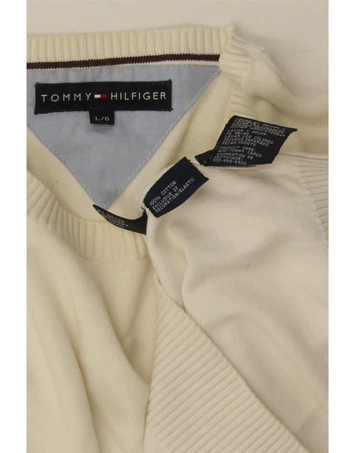 Maglione maglione girocollo da uomo Tommy Hilfiger grande cotone bianco