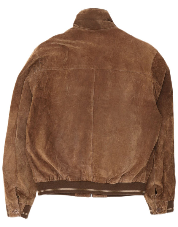 Giubbotto bomber basic da uomo in pelle scamosciata IT 52 XL in pelle marrone