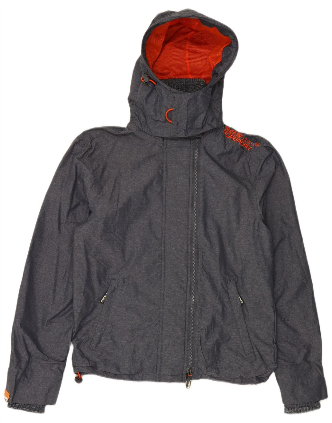 Giacca a vento con cappuccio da uomo SUPERDRY UK 36 piccola in nylon grigio