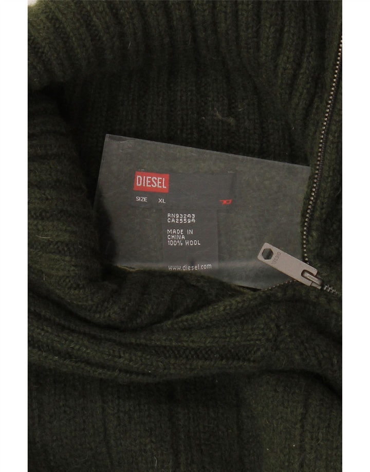 DIESEL Maglione da donna con collo con zip UK 18 XL Lana kaki