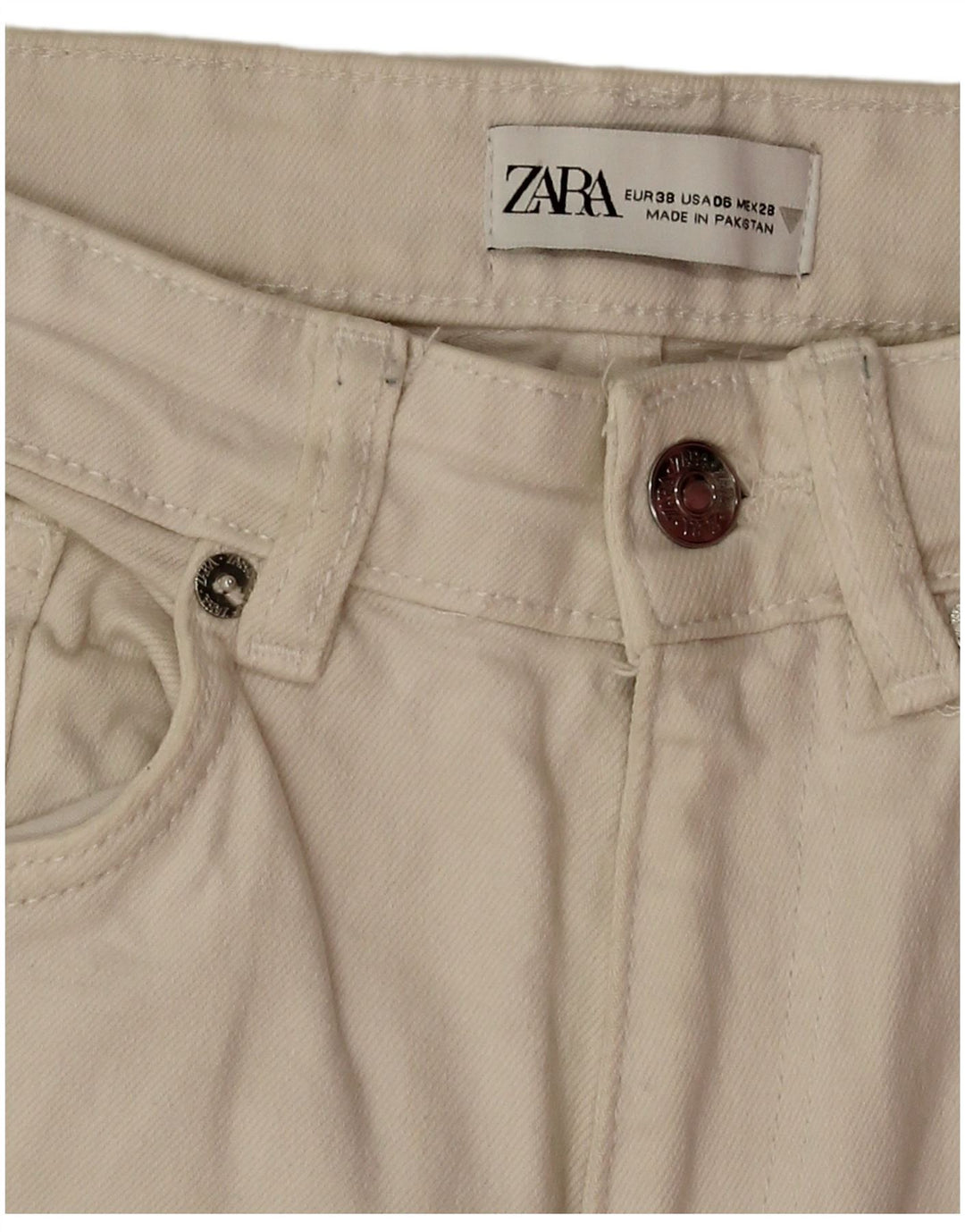 Jeans bootcut dritti da donna Zara EU 38 Small W28 L26 cotone bianco sporco