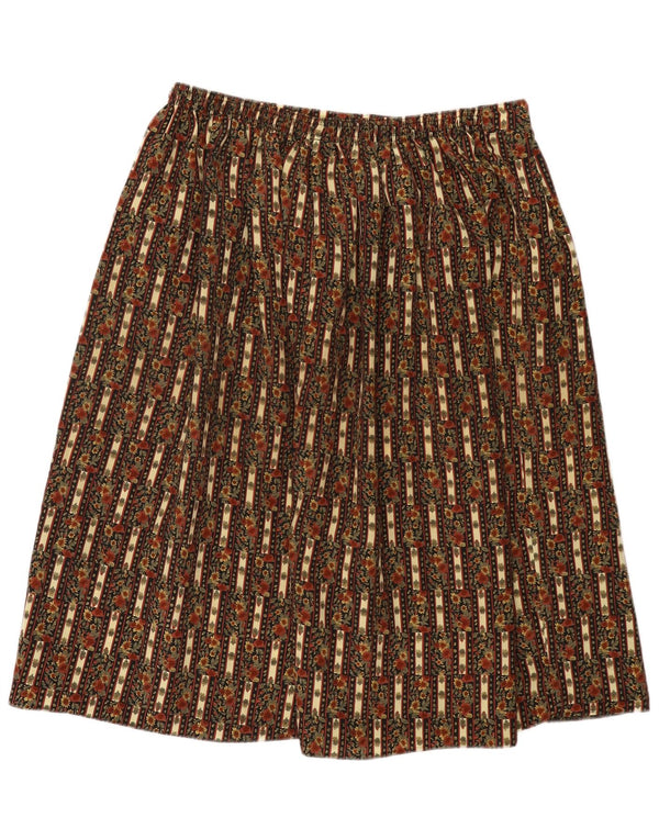 Gonna svasata a vita alta da donna vintage UK 22/24 2XL W34 Cachi floreale