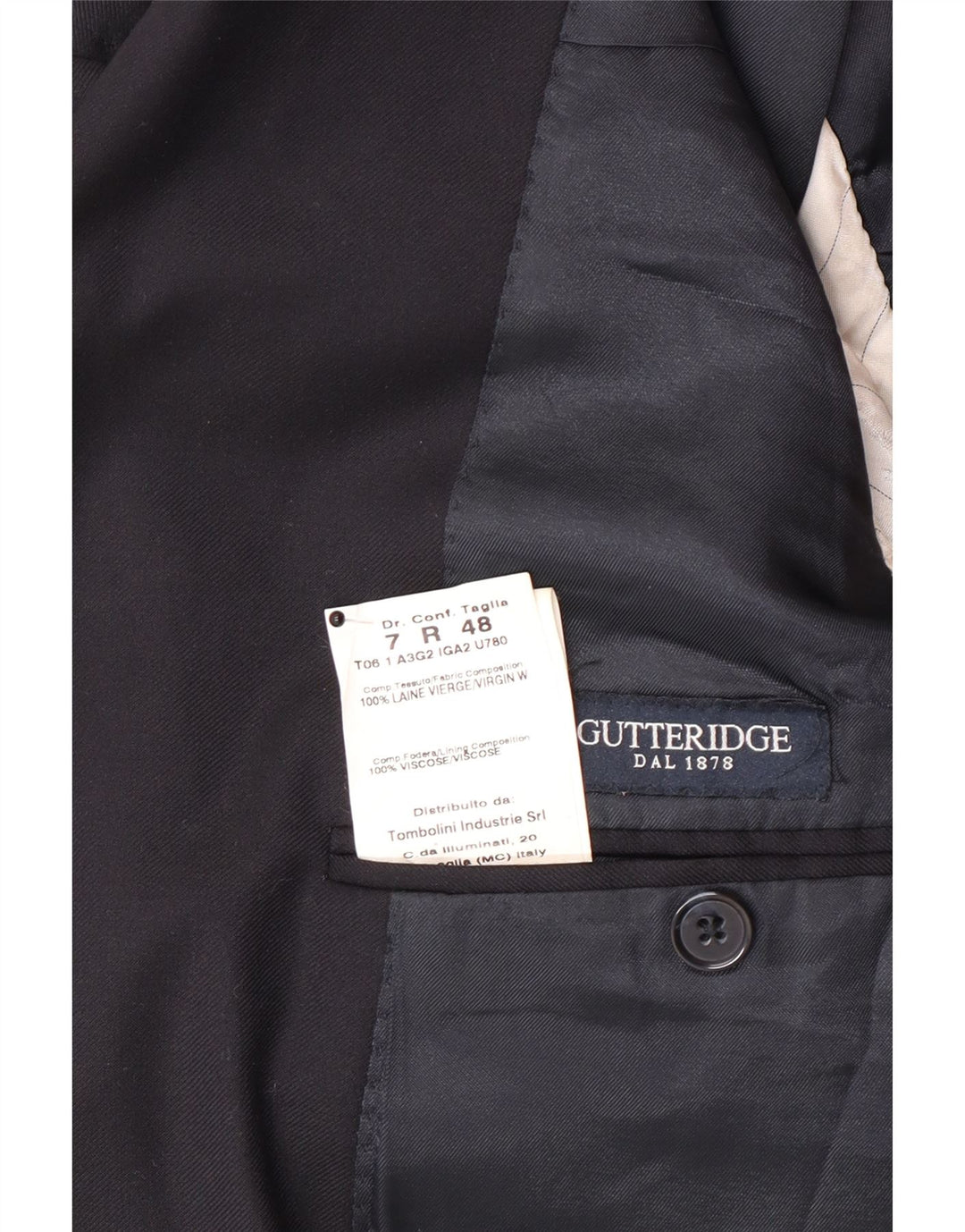 Giacca blazer da uomo a 2 bottoni Gutteridge IT 48 media lana blu navy