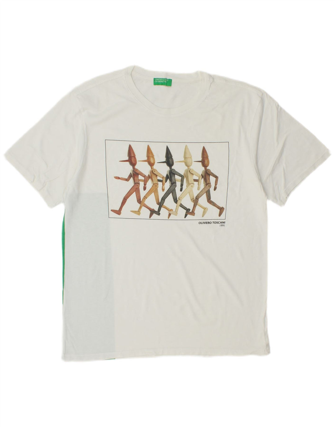 T-shirt grafica da uomo BENETTON Top in cotone color block bianco medio