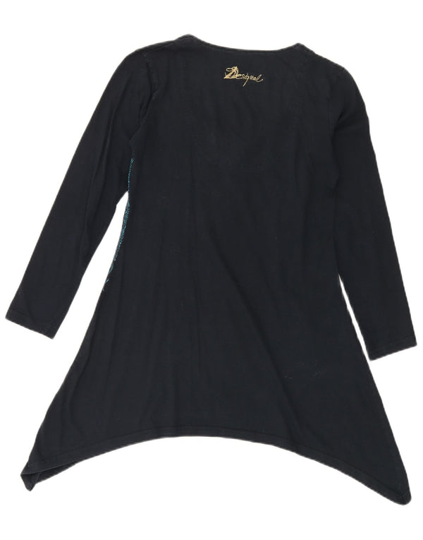 Desigual donna tunica asimmetrica grafica Top UK 10 piccolo nero floreale