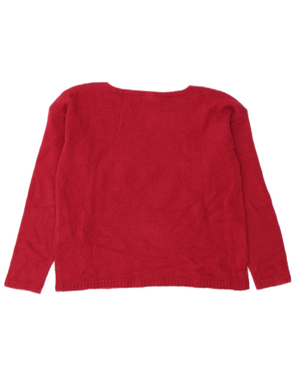 Maglione per ragazze Benetton con scollo a barca con grafica 10-11 anni XL acrilico rosso