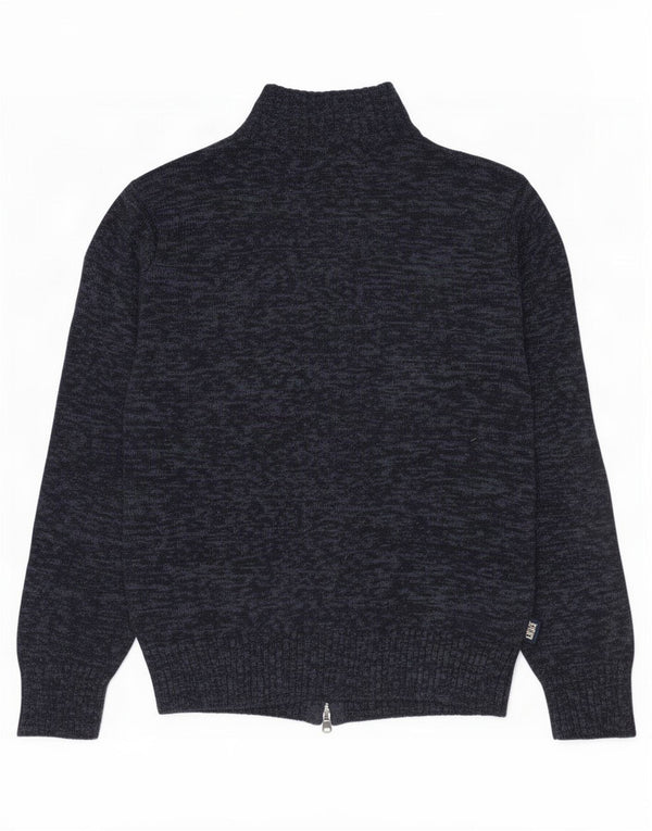 Maglione cardigan da uomo Rifle grande lana screziata blu navy