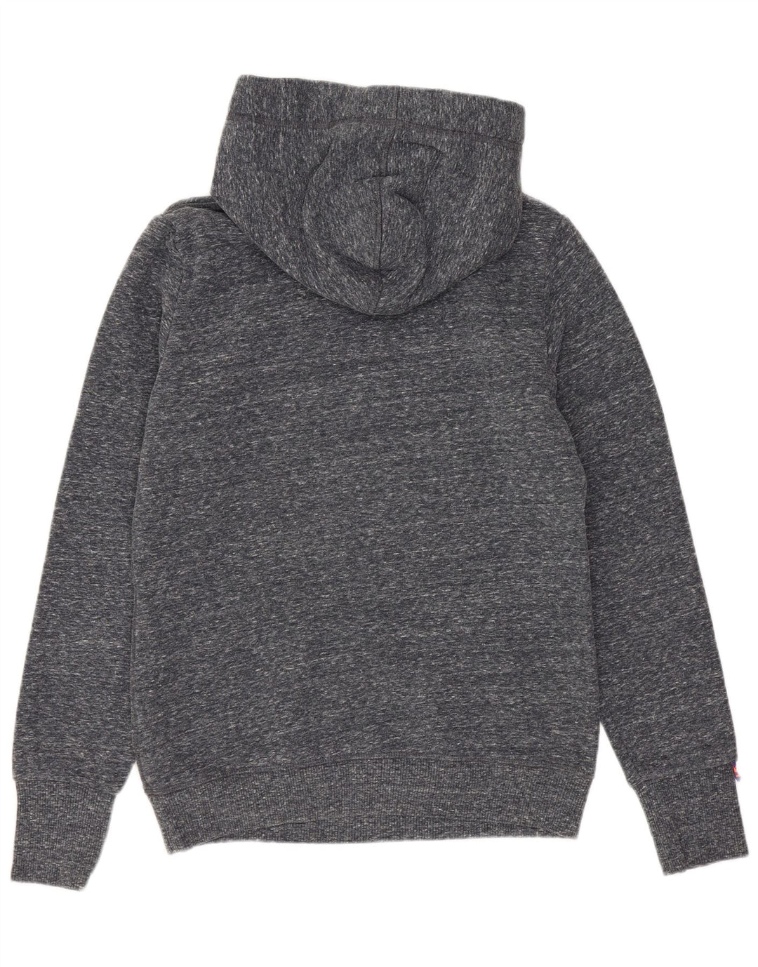 SUPERDRY Womens Graphic Hoodie Jumper UK 14 Medium Grey Flecked Cotton