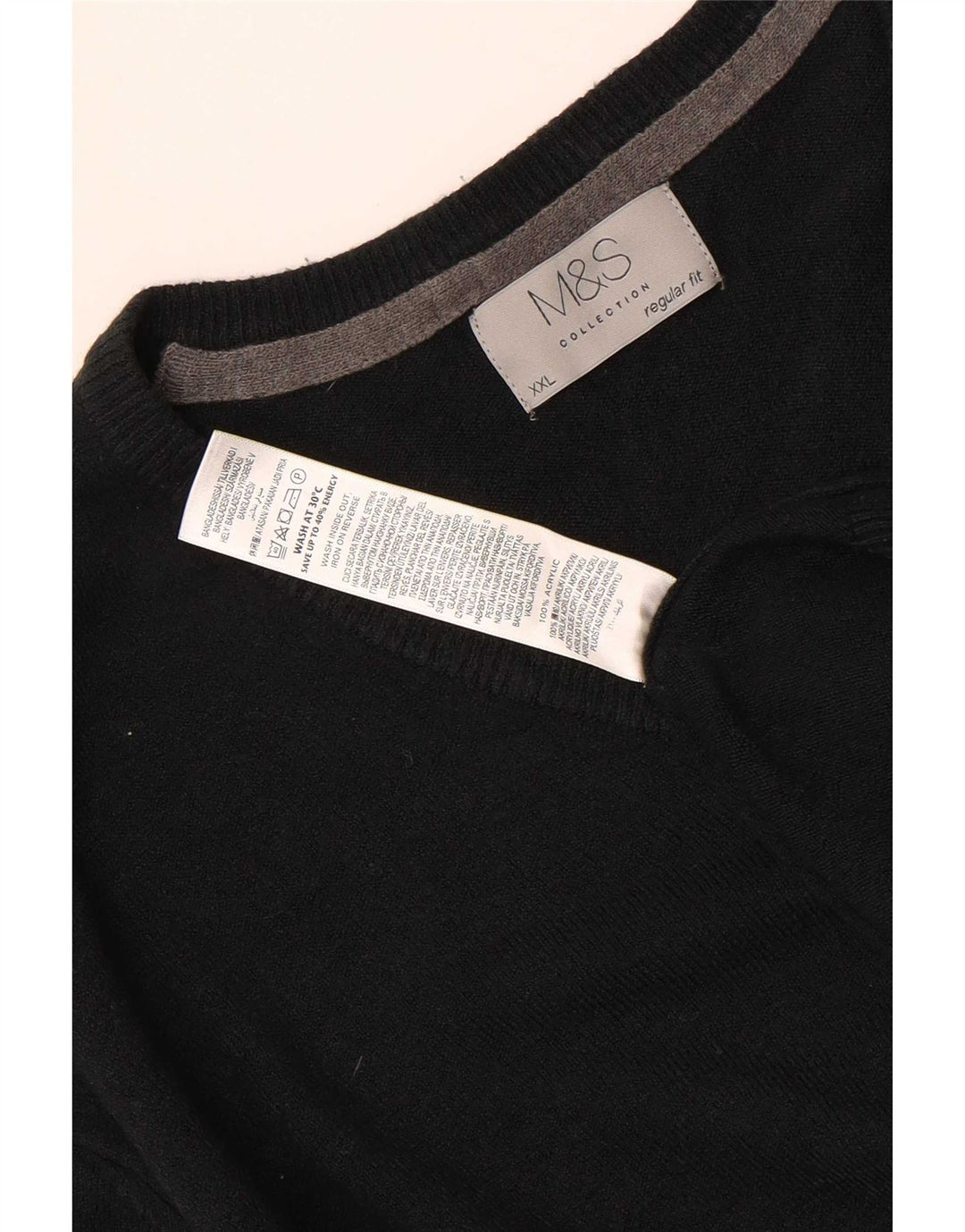 Maglione da uomo Marks & Spencer vestibilità regolare con scollo a V 2XL acrilico nero