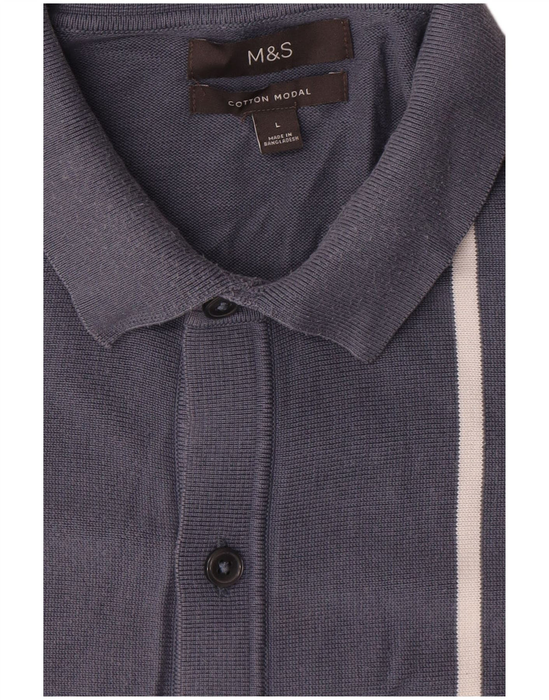 Maglione cardigan da uomo Marks & Spencer grande cotone a righe blu navy
