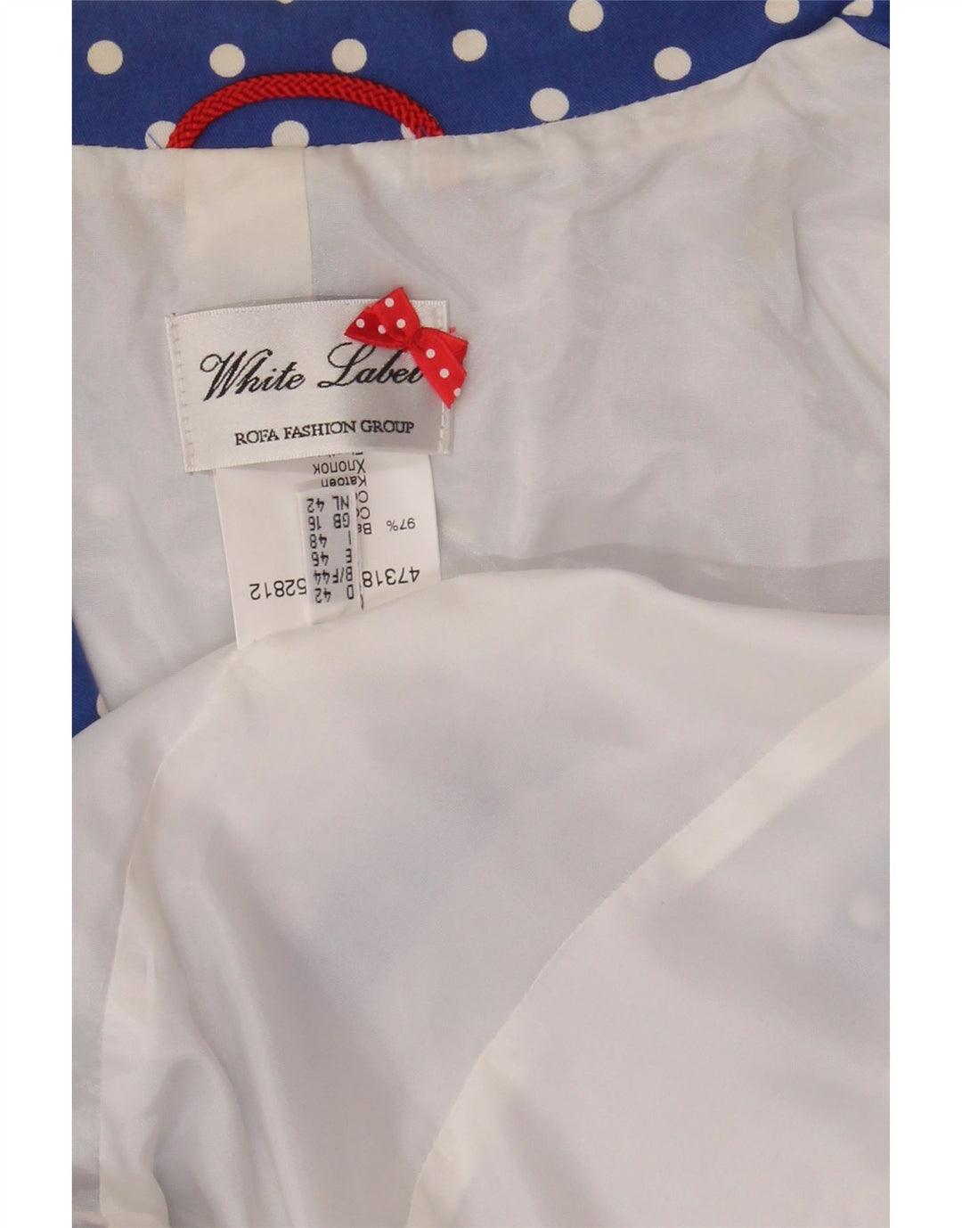 WHITE LABEL Womens 3 Button Blazer Jacket UK 16 Large Blue Polka Dot Vintage White Label and Second-Hand White Label from Messina Hembry 