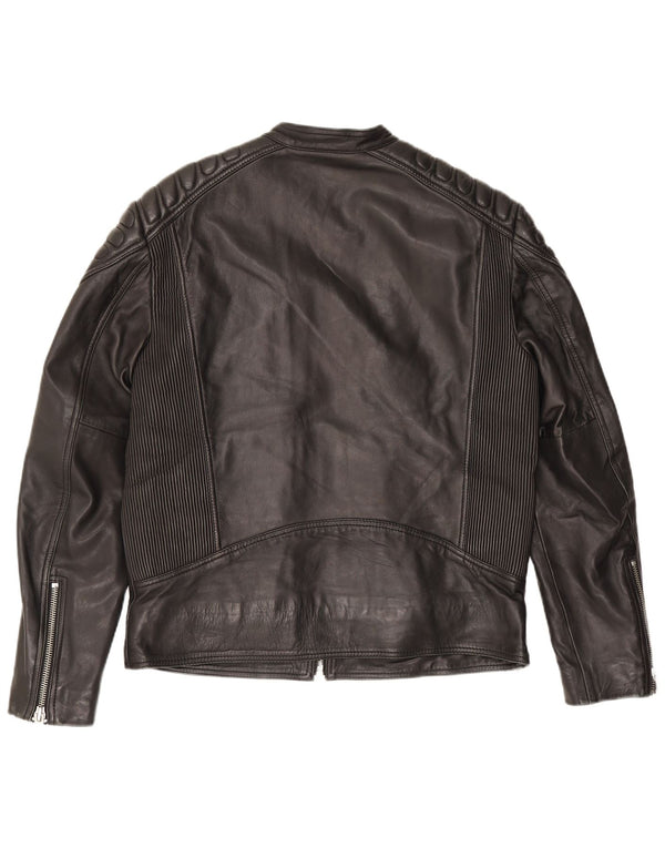 Giacca da motociclista in pelle da uomo Superdry UK 42 XL Nera