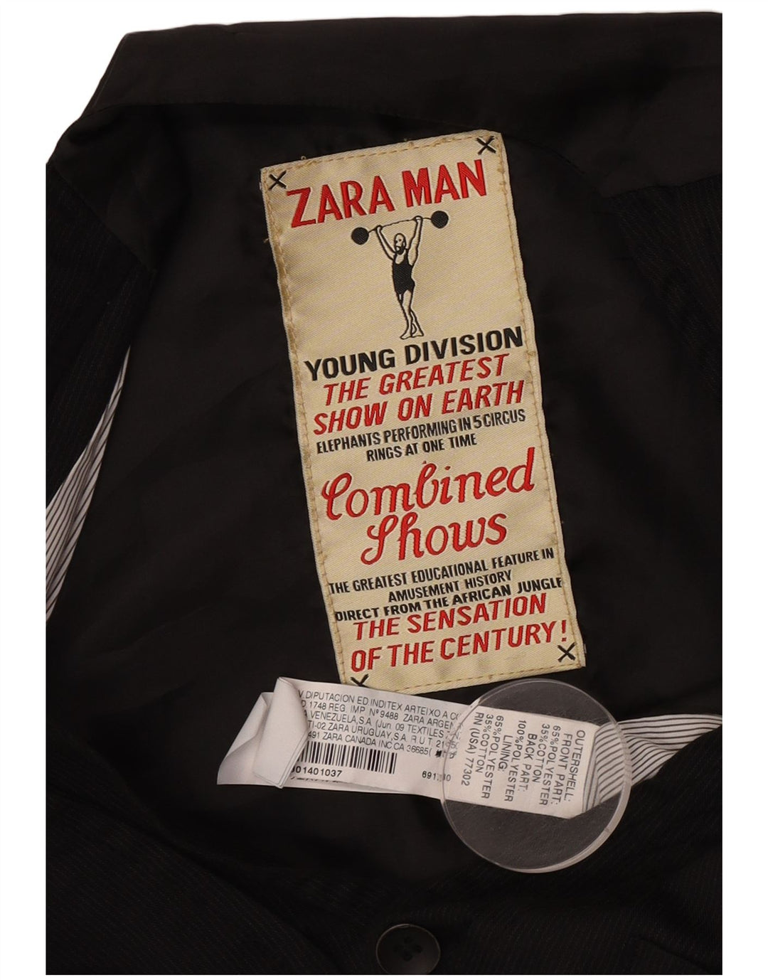 Gilet Zara Uomo XS Nero Gessato Poliestere