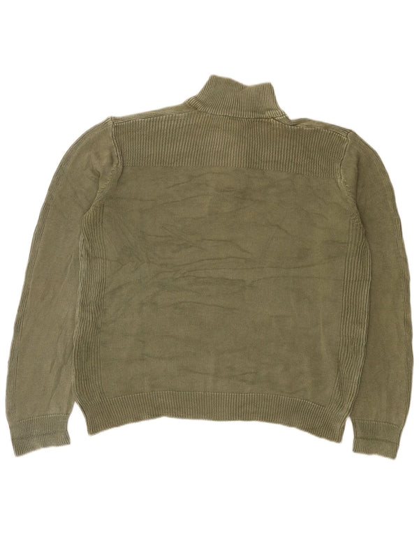 Calvin Klein Jeans Maglione da uomo con bottoni e collo XL in cotone verde