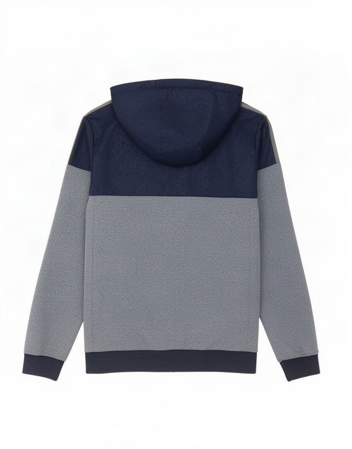 Maglione con cappuccio e zip da uomo Adidas piccolo in poliestere color block blu