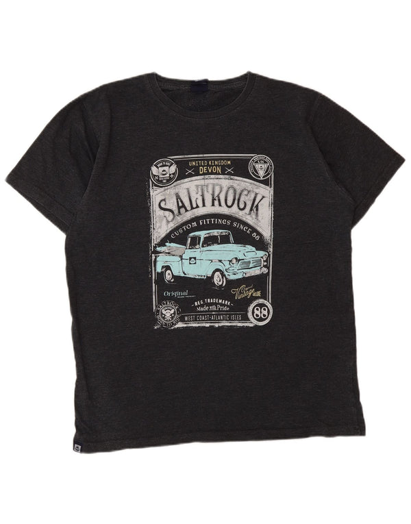 T-shirt grafica da uomo Saltrock Top piccolo in cotone grigio