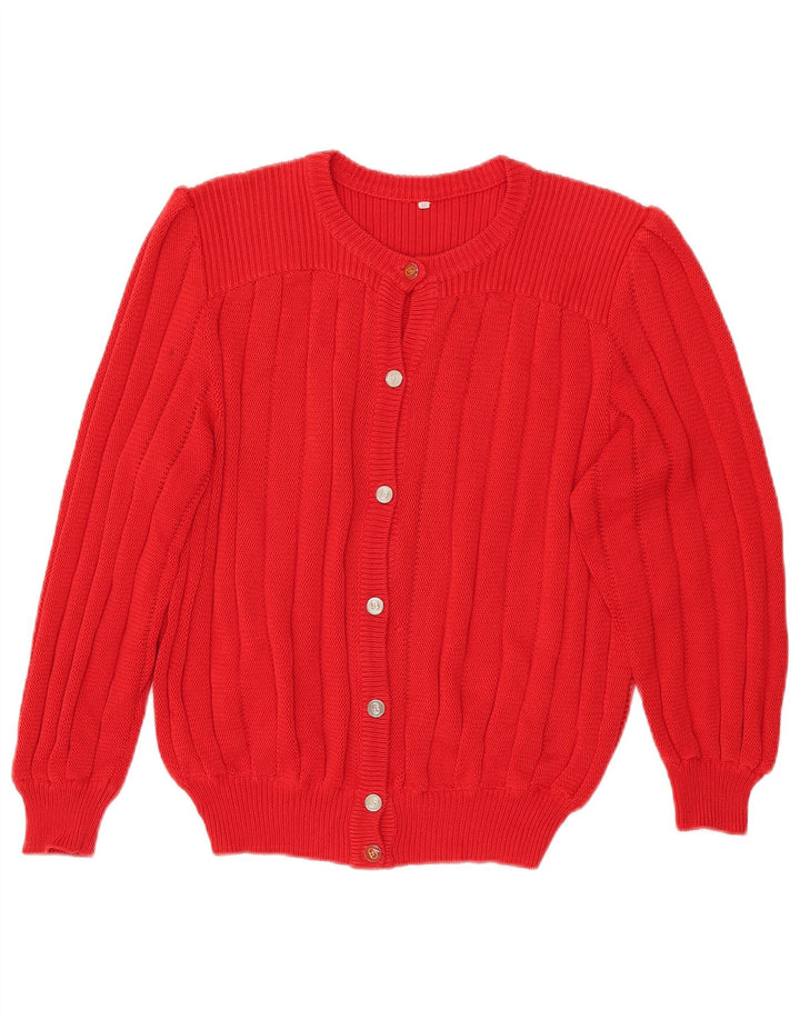 Maglione cardigan da donna vintage IT 46 grande cotone rosso