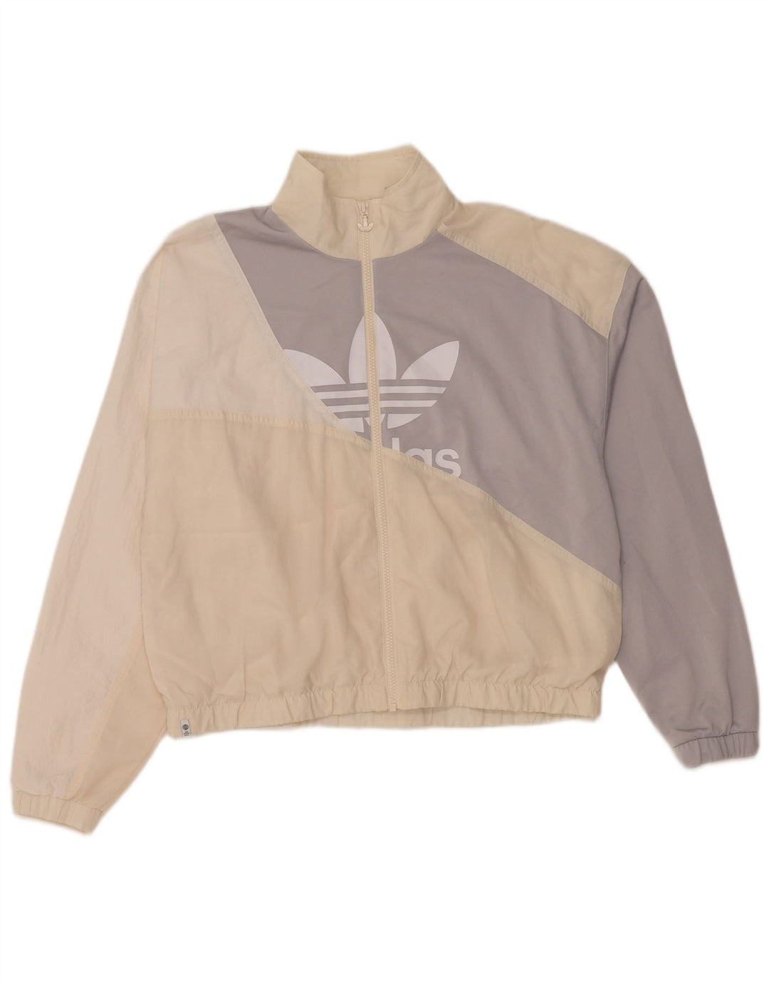 Giacca da ginnastica grafica da donna Adidas UK 14 Large in poliammide bianco sporco
