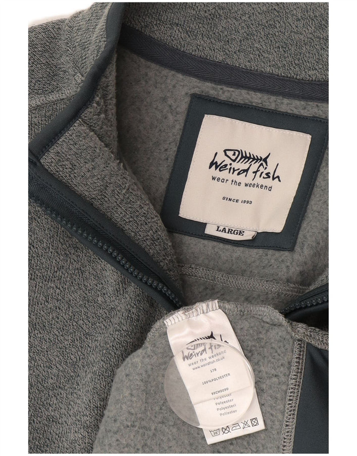 Felpa da uomo con collo con zip Weird Fish, grande poliestere chiazzato blu