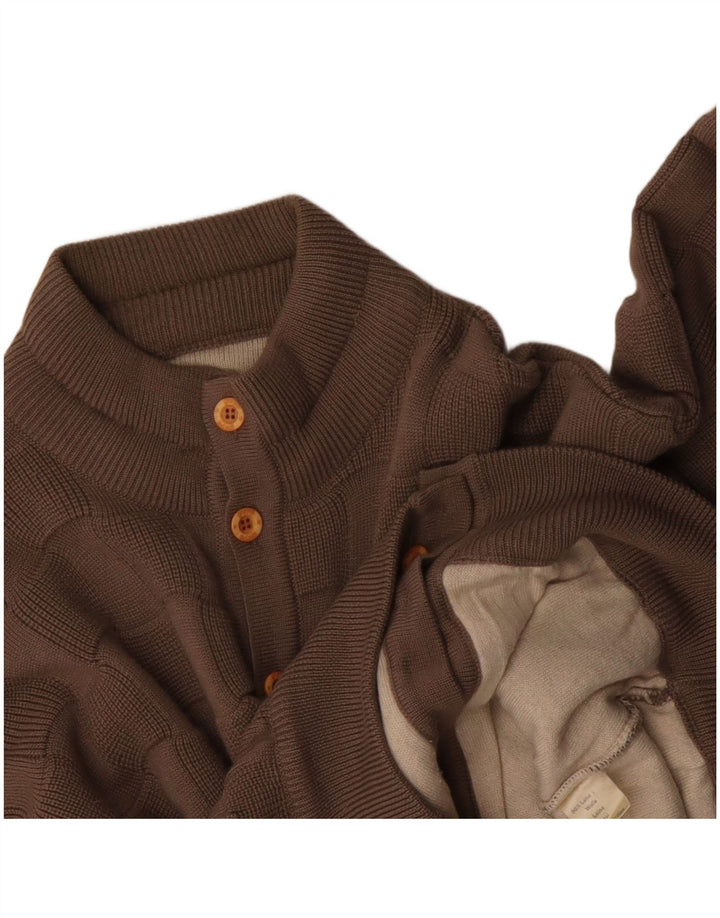 Maglione cardigan da uomo vintage grande poliacrilico geometrico beige