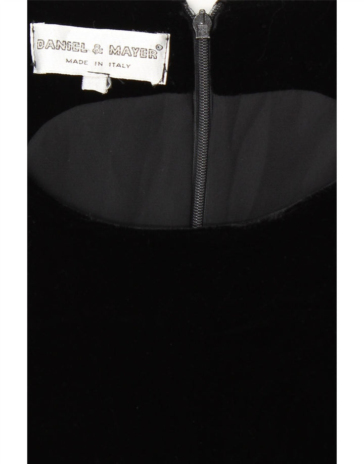 DANIEL & MAYER Abito tubino in velluto senza maniche da donna UK 12 Medio Nero