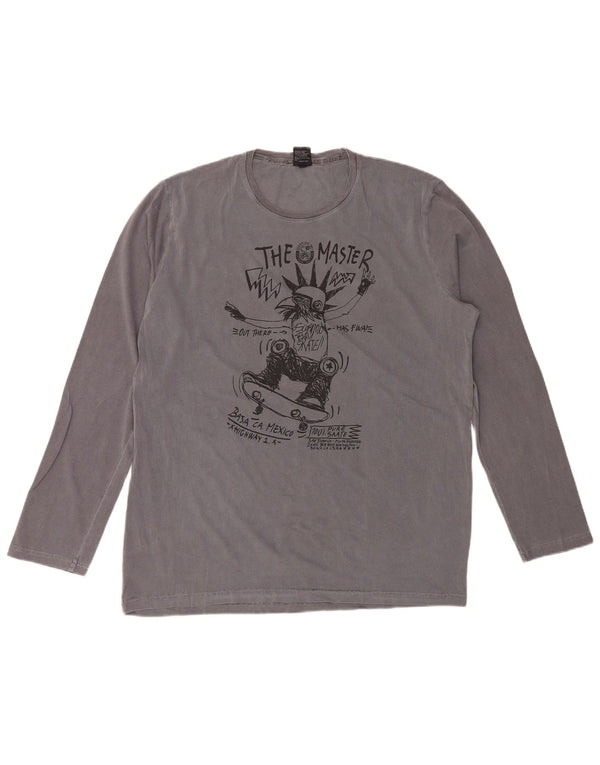 Top grafico da uomo a maniche lunghe Scorpion Bay 2XL in cotone grigio