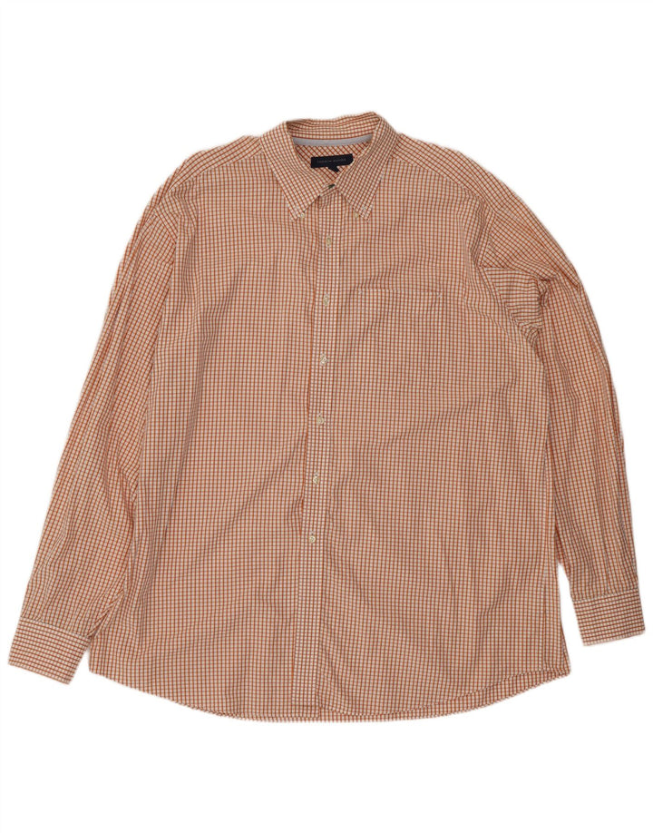 Camicia da uomo Tommy Hilfiger taglia 17 1/2 XL a quadri arancioni