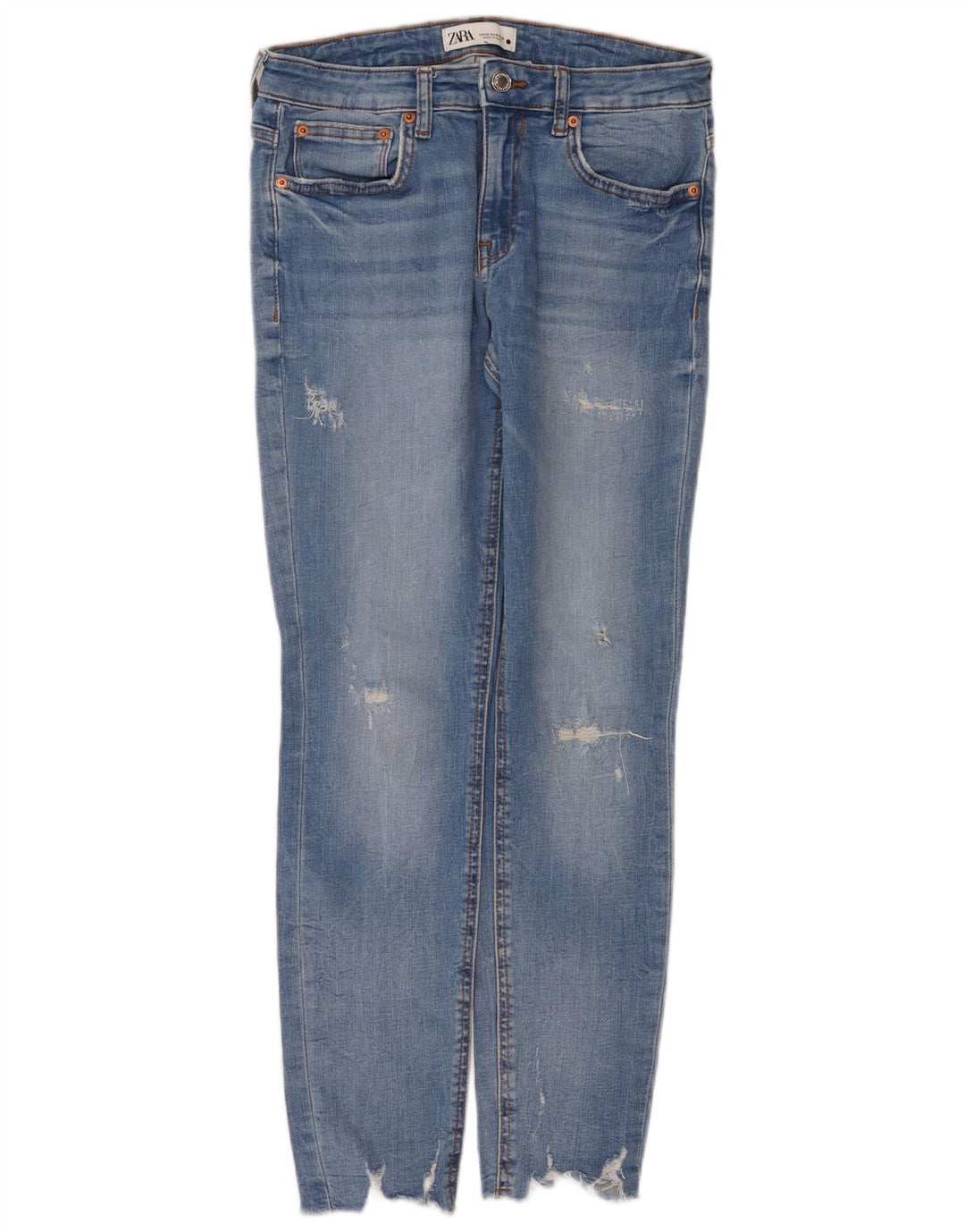 Jeans skinny effetto invecchiato Zara da donna EU 40 medio W30 L28 blu