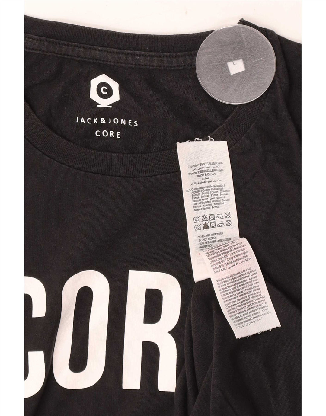 Jack & Jones T-shirt grafica da uomo grande in cotone nero