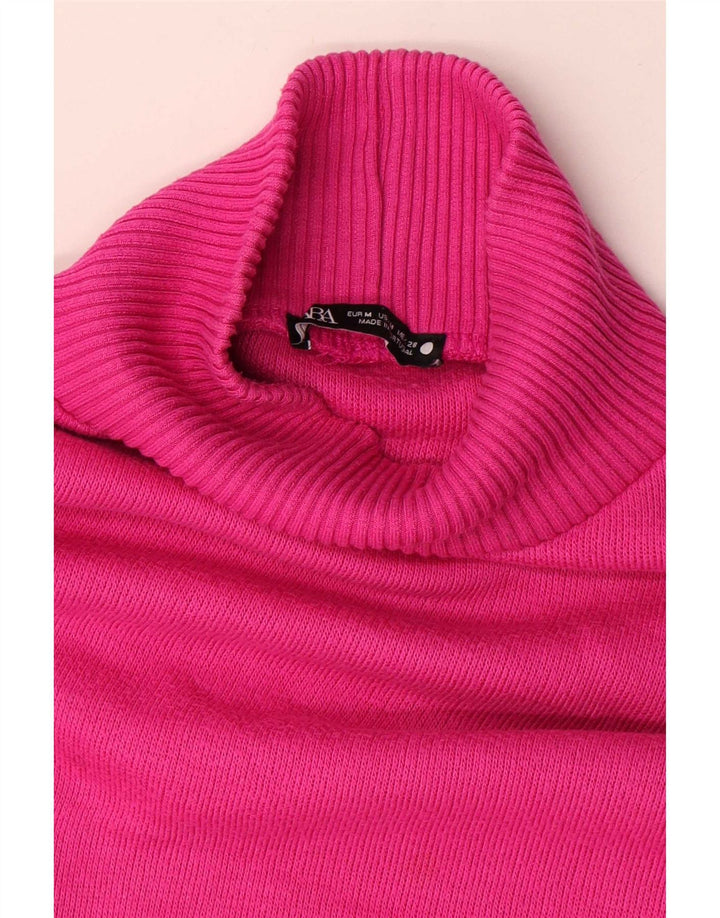Maglione corto oversize con collo dolcevita da donna Zara UK 14 Rosa medio