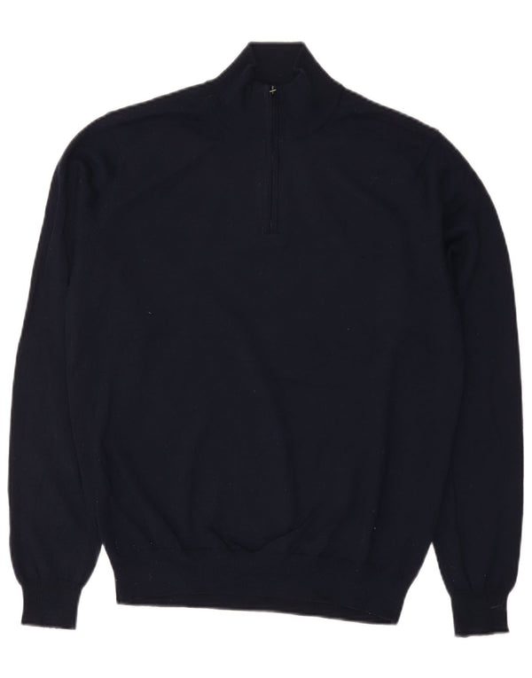 Maglione da uomo Marks & Spencer con zip e collo medio in acrilico blu navy