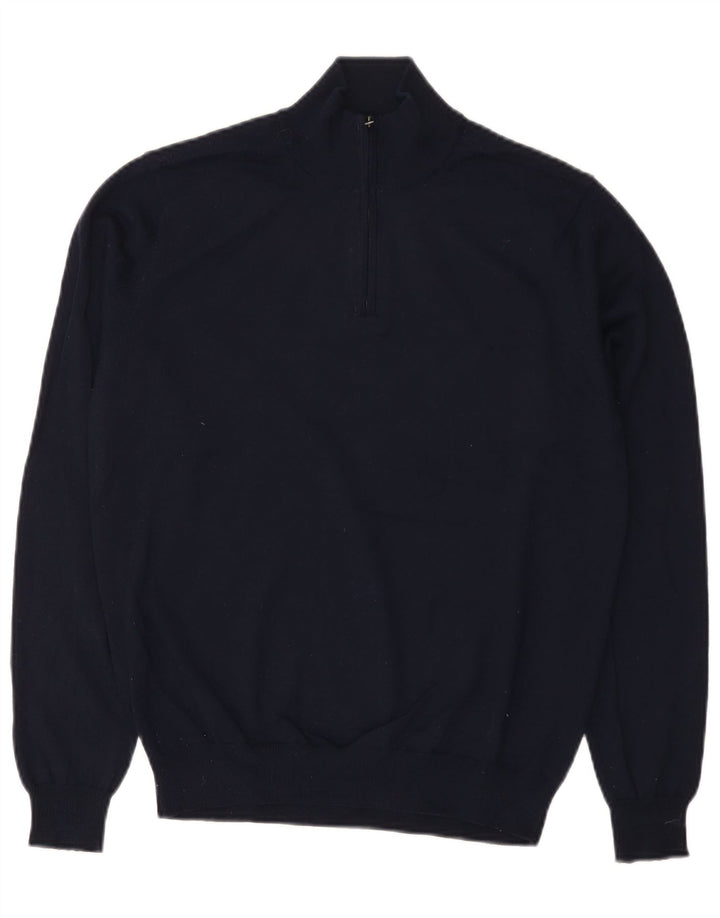 Maglione da uomo Marks & Spencer con zip e collo medio in acrilico blu navy