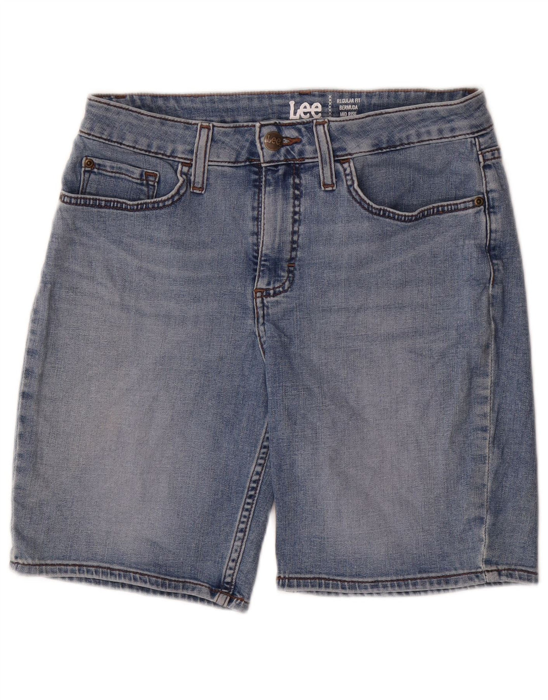 Bermuda Lee da donna a vita media con vestibilità regolare US 10 Large W30 in cotone blu