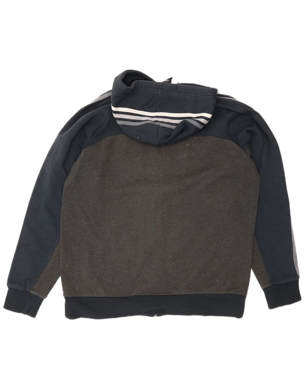 Maglione con cappuccio e zip da uomo Adidas grande in cotone color block grigio
