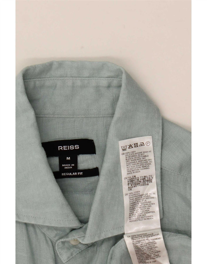 Camicia Reiss da uomo vestibilità regolare in lino blu medio